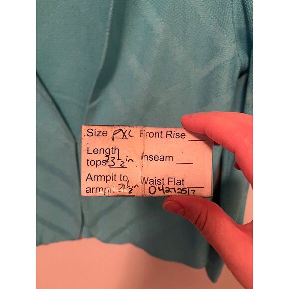 Ming Wang Aqua Teal Green Open Front Knit Cardigan Sweater Jacket PXL - Picture 13 of 14